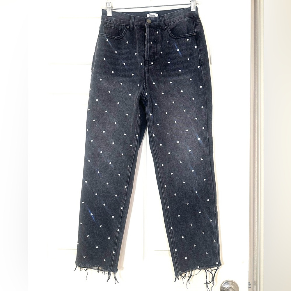 ❗️Simple Society Black Grey Denim Jeans Rhinestones Size 3/26